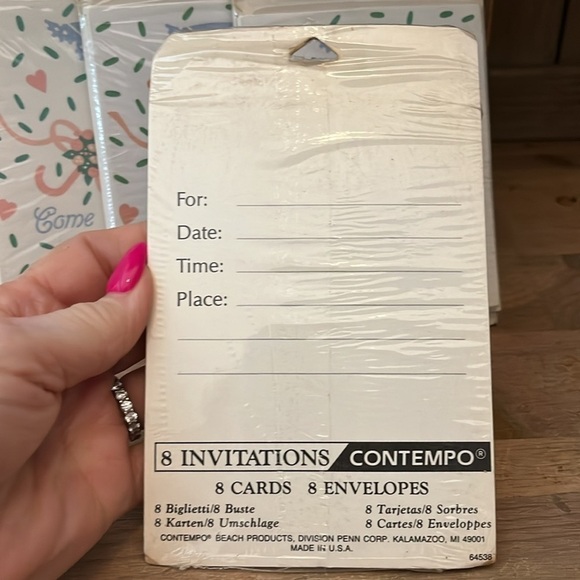 Vintage Bridal Shower Invitations Umbrella Set of 8 NWT Contempo Wedding - Picture 3 of 3